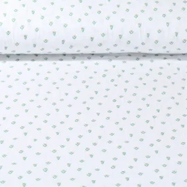 Baumwoll Musselin Tulpen Offweiß Grün