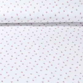 Baumwoll Musselin Tulpen Offweiß Mauve