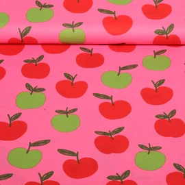 Baumwoll Popeline Äpfel Pink