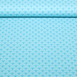 Baumwoll-Popeline Blätter Aqua