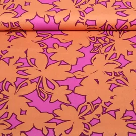 Baumwoll-Popeline Blumen Abstrakt Pink Orange