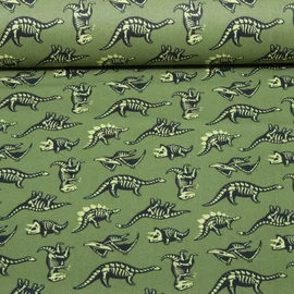 Baumwoll-Popeline Dinos Khaki