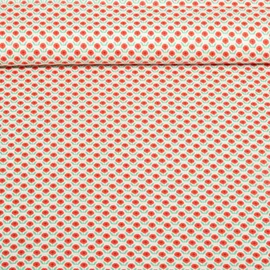 Baumwoll Popeline Kleine Blumen Rot