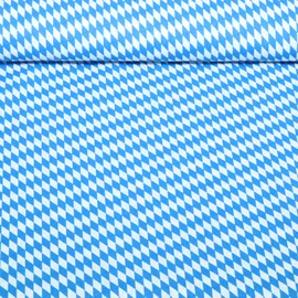 Baumwoll-Popeline Kleine Rauten Weiß Blau