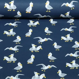 Baumwoll-Popeline Möwen Navy