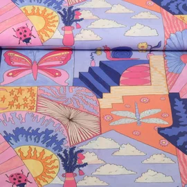 Popeline aus Baumwolle von Nerida Hansen "Creatures" Blau