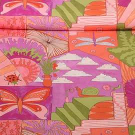 Popeline aus Baumwolle von Nerida Hansen "Creatures" Pink