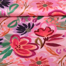 Baumwoll Satin Blüten Rosa