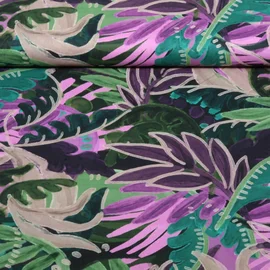 Baumwoll-Viskose Digitaldruck Blätter Lila Violett