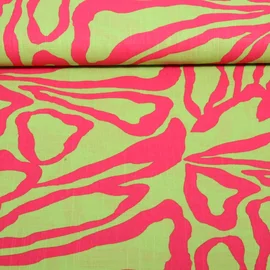 Baumwoll-Viskose Leinenoptik Große Blüten Grün