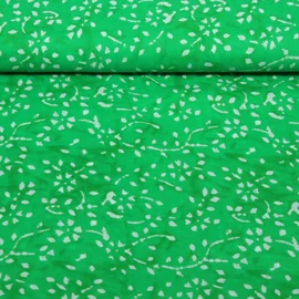 Baumwoll-Voile Batik Blumenranken Grün