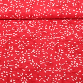 Baumwoll-Voile Batik Blumenranken Rot