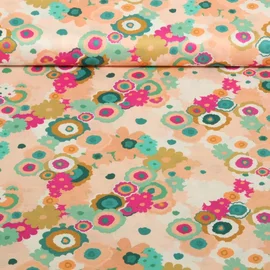 Baumwoll Voile - Blumen Pfirsich