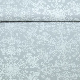 Baumwoll-Webware Eiskristalle Grau