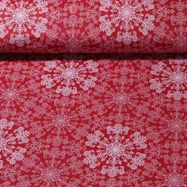 Baumwoll-Webware Eiskristalle Rot 