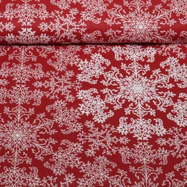 Baumwoll-Webware Eiskristalle Rot