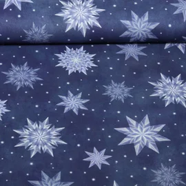 Baumwoll-Webware Eissterne Blau