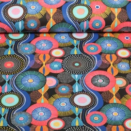 Baumwoll Webware Mandalas Schwarz Blau