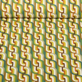 Baumwoll Webware Retromuster Petrol