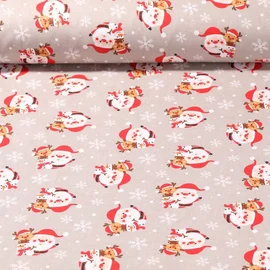 Baumwoll-Webware Weihnachtsmänner Grau