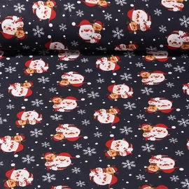Baumwoll-Webware Weihnachtsmänner Navy