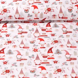 Baumwoll-Webware Wichtelweihnacht Weiß