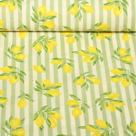 Baumwoll WebwareStreifen Zitronen Hellgrün