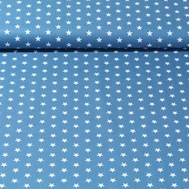 Baumwolle Popeline Sterne Blau Weiß