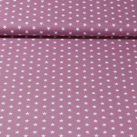 Baumwolle Popeline Sterne Mauve Weiß