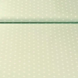 Baumwolle Popeline Sterne Mint Weiß