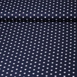 Baumwolle Popeline Sterne Navy Weiß