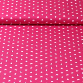 Baumwolle Popeline Sterne Pink Weiß