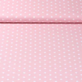 Baumwolle Popeline Sterne Rosa Weiß