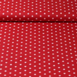 Baumwolle Popeline Sterne Rot Weiß