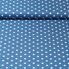 Baumwolle Popeline große Punkte Blau Weiß