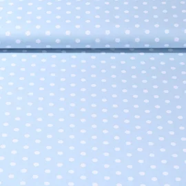 Baumwolle Popeline große Punkte Hellblau Weiß