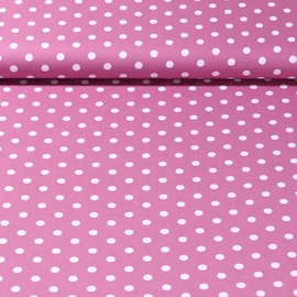 Baumwolle Popeline große Punkte Mauve Weiß