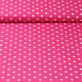Baumwolle Popeline große Punkte Pink Weiß