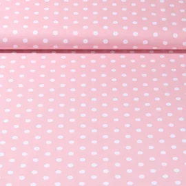 Baumwolle Popeline große Punkte Rosa Weiß