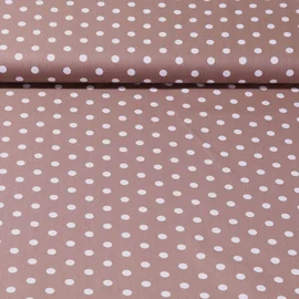 Baumwolle Popeline große Punkte Taupe Weiß