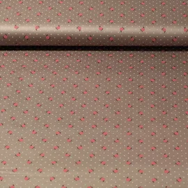 Baumwolle Trachtenstoff Blümchen Taupe
