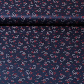 Baumwolle Trachtenstoff Blütenpaisley Marine