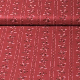 Baumwolle Trachtenstoff Rosenranken Rot