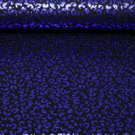 Baumwolljersey Glitzer Leo Schwarz Blau 