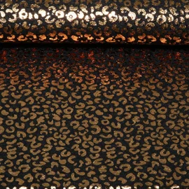 Baumwolljersey Glitzer Leo Schwarz Bronze 