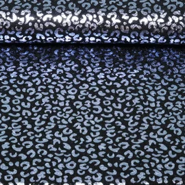 Baumwolljersey Glitzer Leo Schwarz Silber 