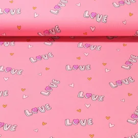 Baumwolljersey Liebe Neon Rosa