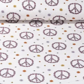 Baumwolljersey Peace Ecru