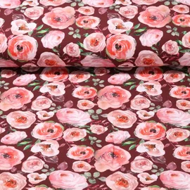 Baumwolljersey Rosen Bordeaux