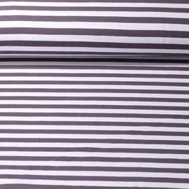 Baumwolljersey Streifen 10mm Dunkelgrau Weiß
